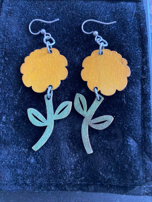 Yellow flower earrings
